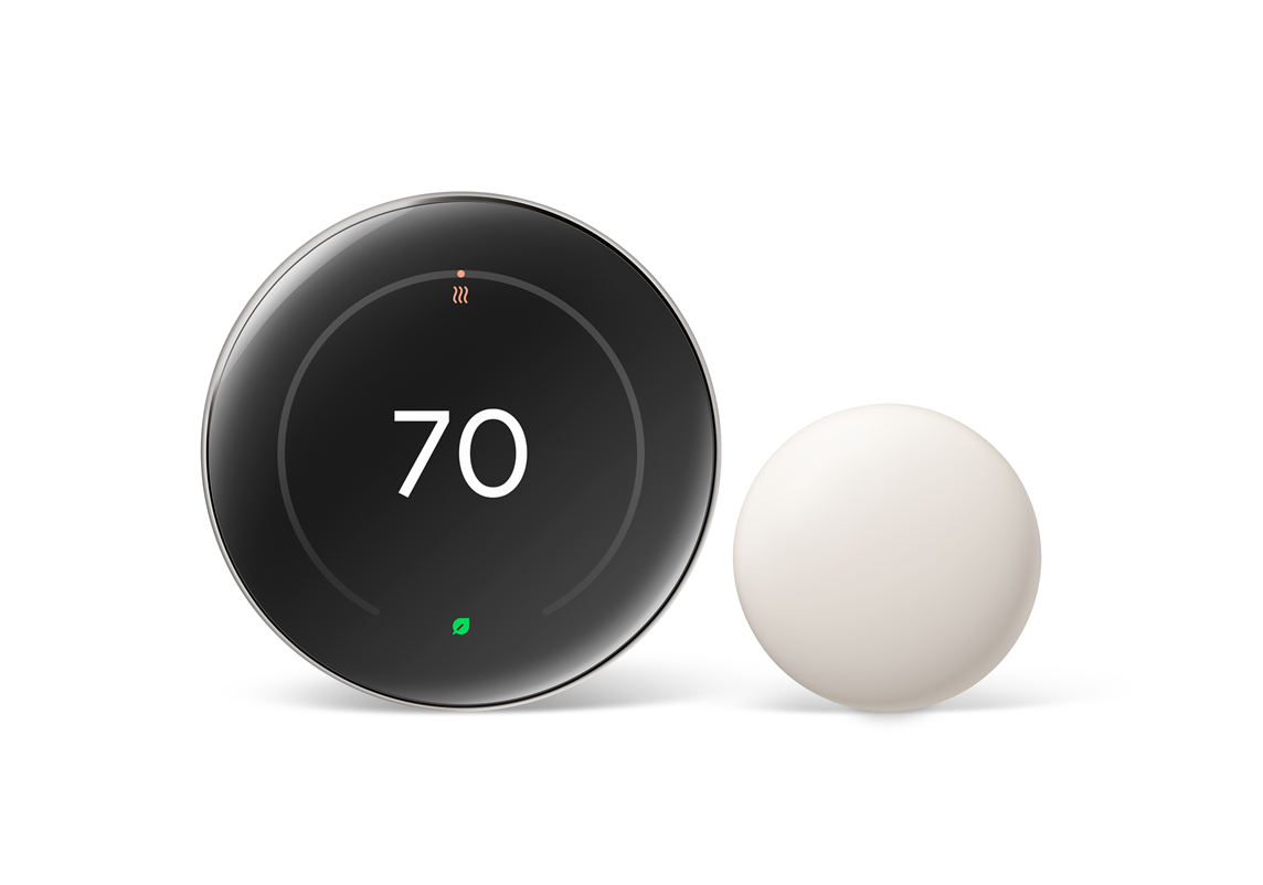 Nest Thermostat in Polished Silver with ivory sensor